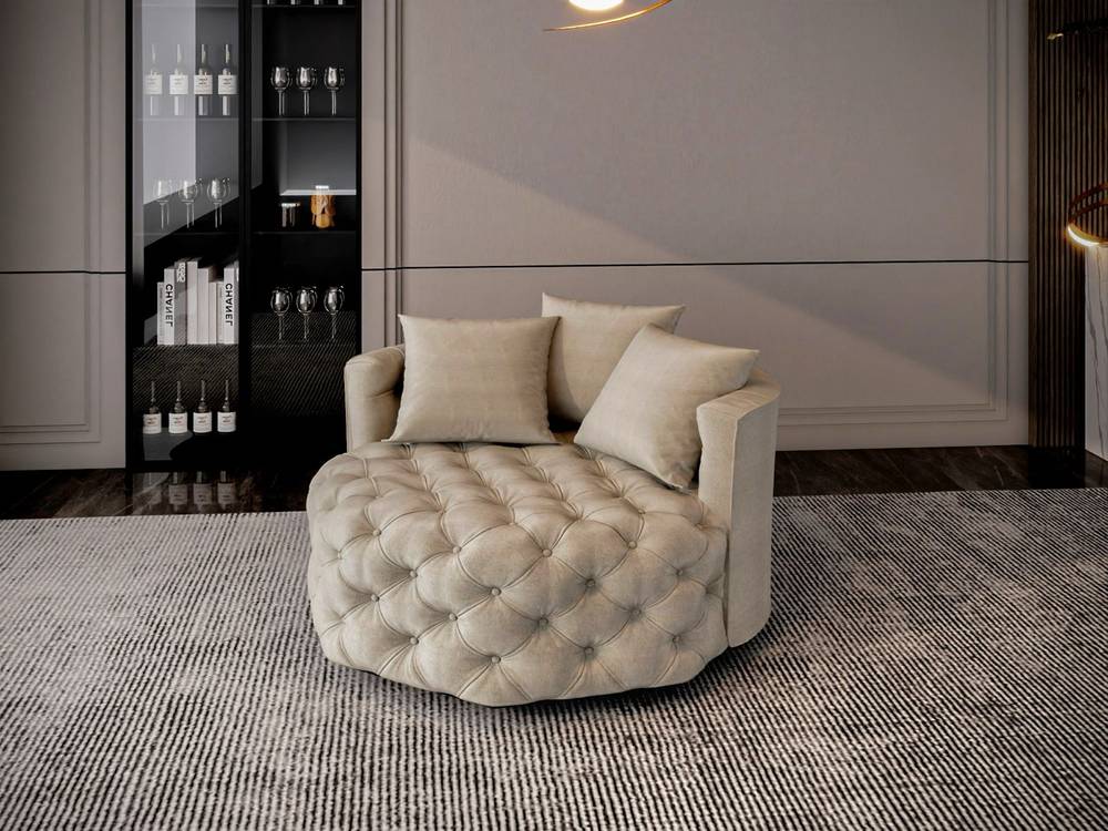  Circular velvet chair size 120x120x70 cm
