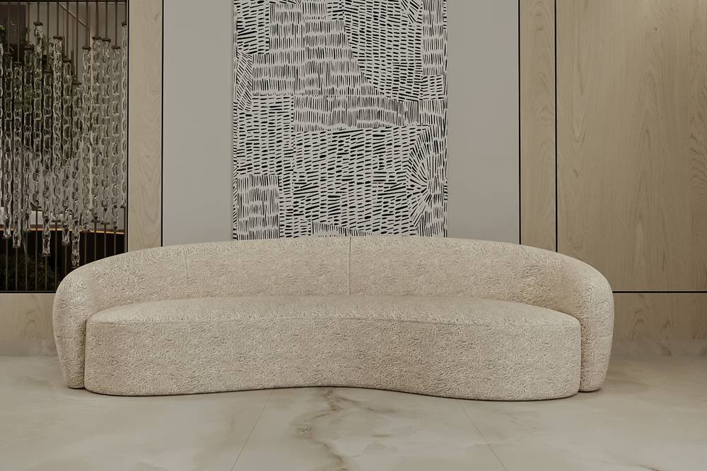 كنبة قماش بوكلية مقاس 250x82x40 سم