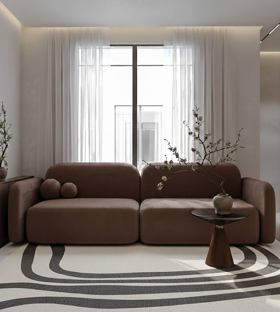 كنبة شوكلت قماش مخمل مقاس 250x87x38 سم