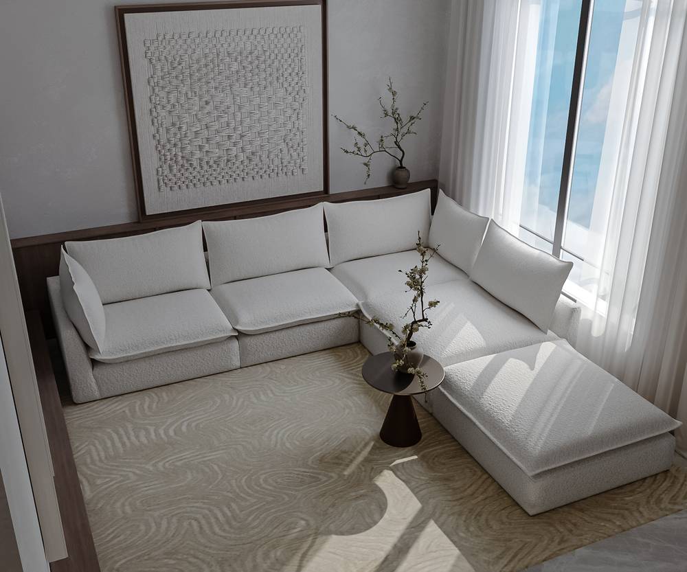 كنب الزاوية البيج أوف وايت موديل الملكي بمقاس 300×270