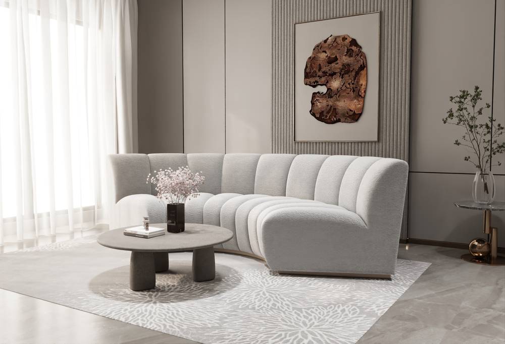 Off-white silver corner sofa model 