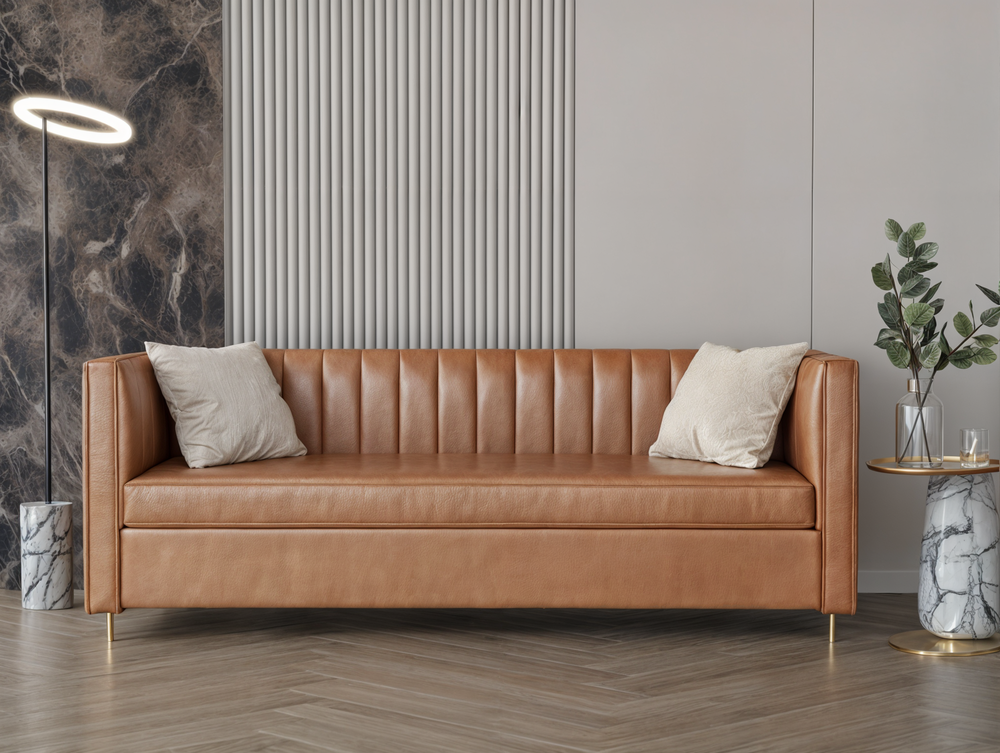 كنبة جلد مقاس 225x85x45 سم
