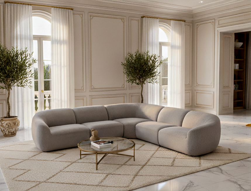 Off-white gray corner sofa model 
