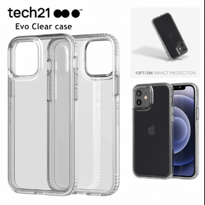 جراب خلفي شفاف لهاتف Tech21 Evo 6.1 12/12pro