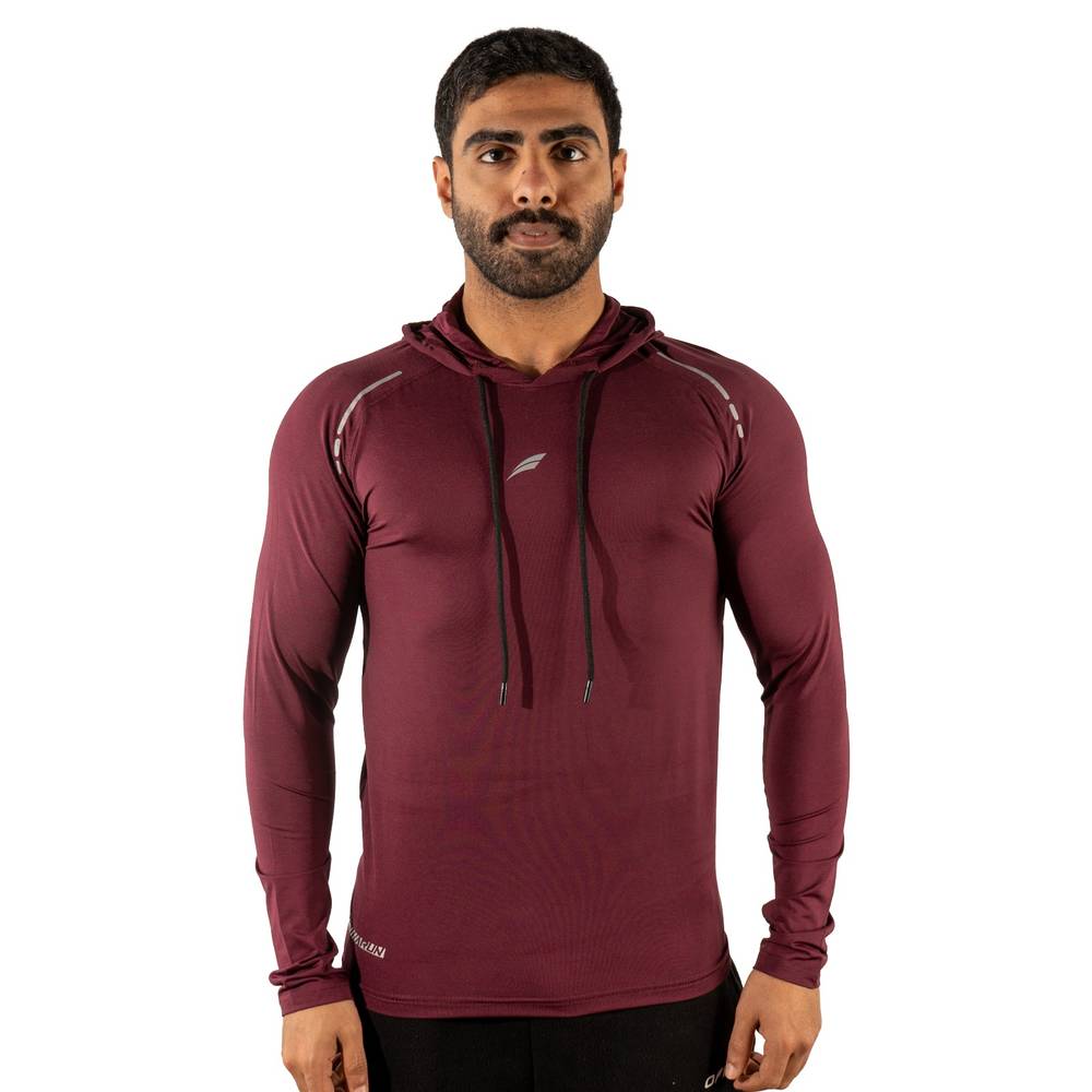 هودي رياضي عنابي T-203