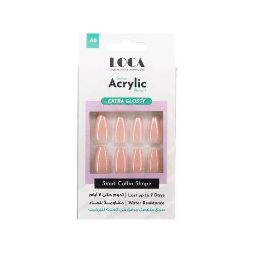Loca Acrylic Nails A8 Coffin Pink Glossy - No.8