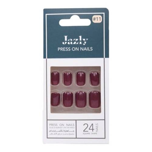 Jazly Press-On Nails Burgundy Square - No.11