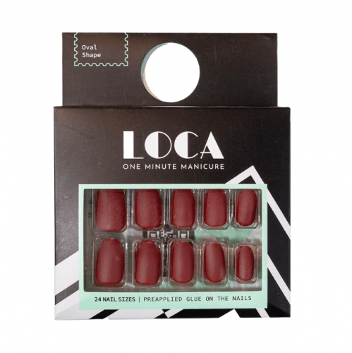 Loca Press-On Nails Burgundy Oval - No.22