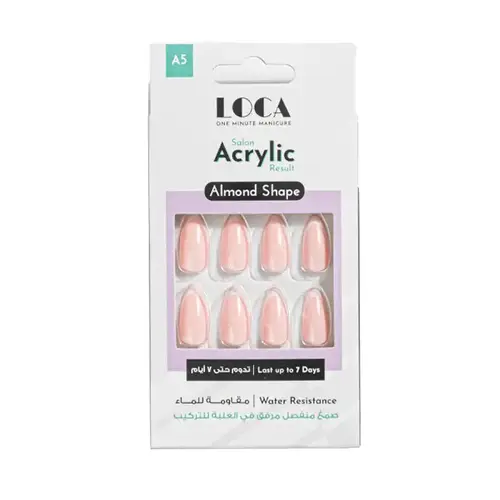 Loca Acrylic Nails A5 Almond Pink French - No.5