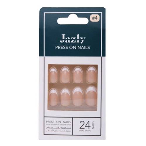 Jazly Press-On Nails Pink French Oval - No.4