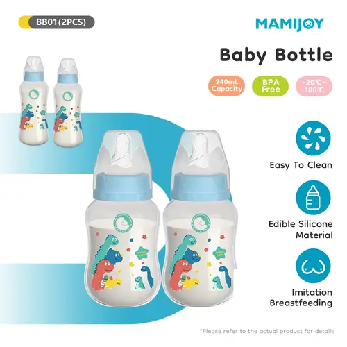 MAMIJOY 2PCS 150/240ML Baby Bottle Anti-drop Heat-resistant Milk Bottle Newborn  Bottle Newborn Feeding Supplies BPAFREE BB01/02