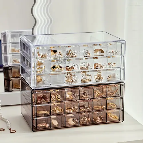 1pc 3-layer  Large-Capacity Ring Earrings Necklace Jewelry Storage Box