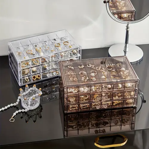 1pc 3-layer  Large-Capacity Ring Earrings Necklace Jewelry Storage Box