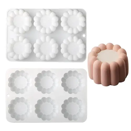 6 or 12 Cell Wavy Lace Cylindrical Silicone Cake Mold Party Dessert Making Tools Mousse Cake Mold Kitchen Pastry Baking Supplies