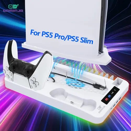 قاعدة شحن PS5 GAMINJA RGB مزدوجة