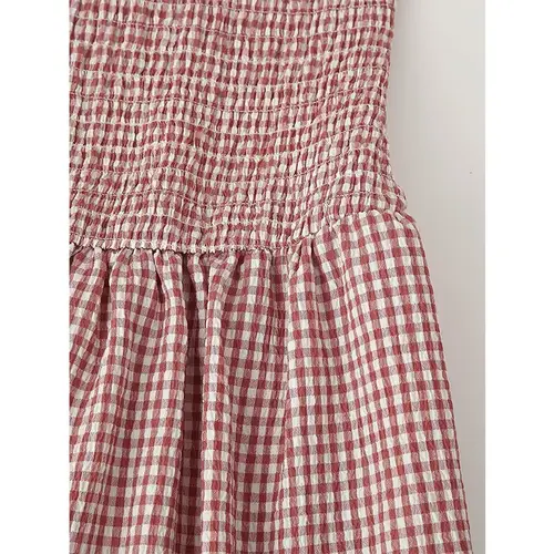 Summer 2025 Women O Neck Sleeveless Fit And Flare Long Plaid Dresses Casual Maxi Vestidos