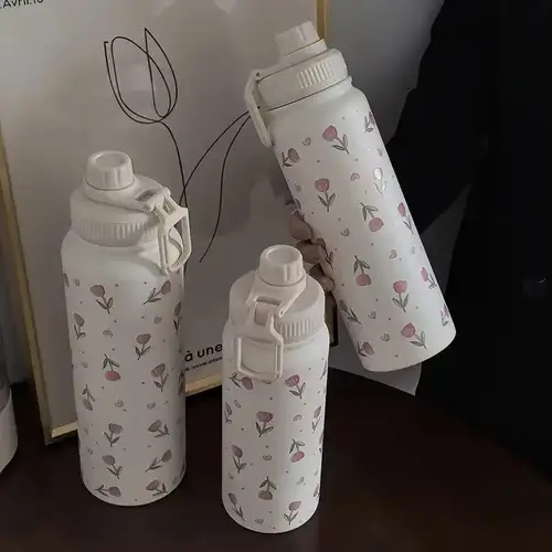 Hyacinth Heart Vacuum Insulated Stainless Steel Water Bottle, Leakproof and Non-Slip, Perfect for Travel,Outdoor Activities,Gift
