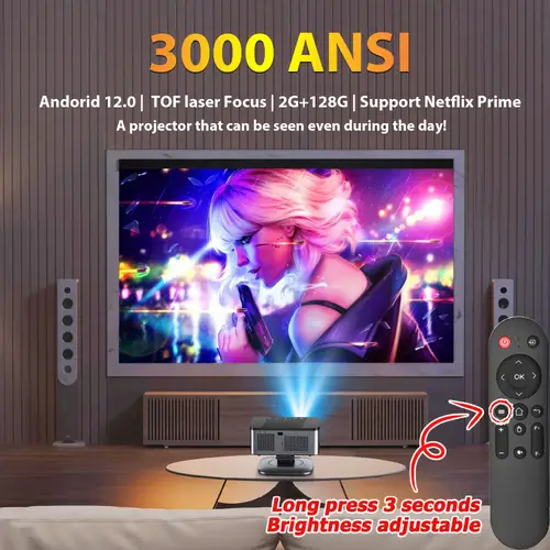 جهاز عرض ليزر 4K ذكي 45000 لومن للسينما النهارية بتقنية TOF ونظام أندرويد