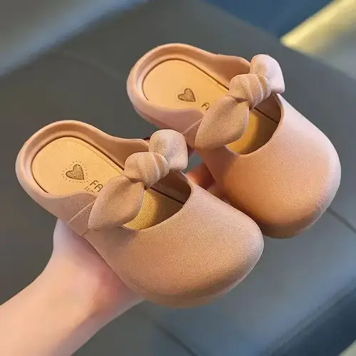 Children Slippers Children's Cute Bao Toe Shoes Wear Flat House Bow-tie Shoes Girls Shoes Slippers Kids House Slippers