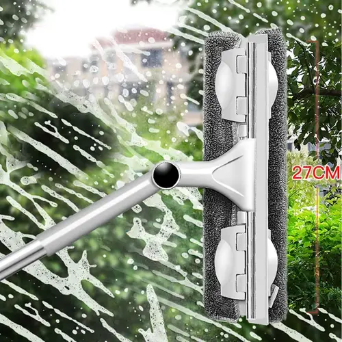 ممسحة زجاج تلسكوبية بمقبض طويل وفرشاة تنظيف نوافذ