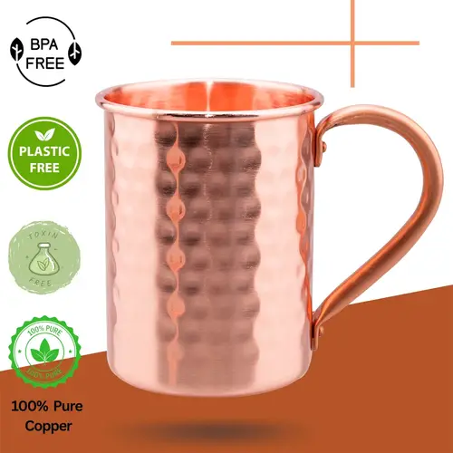 كوب نحاس نقي 100% عتيق مطروق يدوياً 400 مل