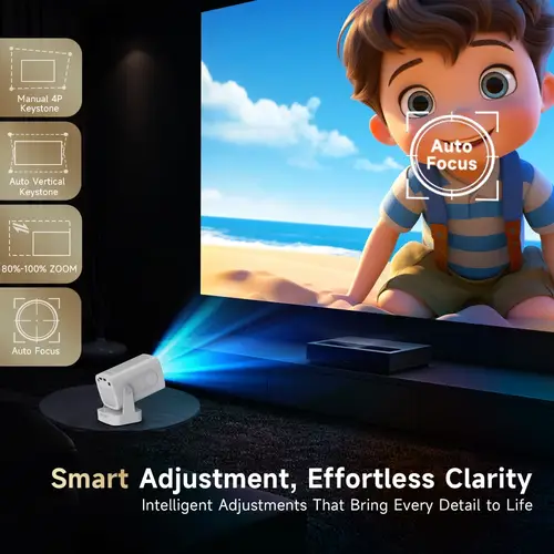 بروجيكتور ذكي HY310 بدقة 1080P تركيز تلقائي ونظام أندرويد 11