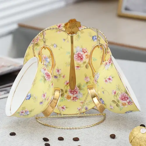 Bone China Tea Cup Saucer Spoon Set 200ml Coffee Cup Porcelain Tea Set Ceramic Teacup Cafe Coffeeware British Teaware Drinkware