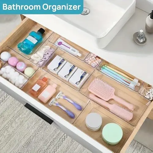 88/6/9Transparent Plastic Drawer Storage Set, Bathroom Drawer Storage Tray Storage Box, Suitable for Makeup Vanity, Kitchen Gadg