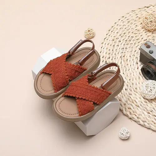 Girls Summer Beach Shoes Ethnic Style Kids Casual Sandals Soft Sole Fashion Children Retro Princess Shoes 2024 Summer New