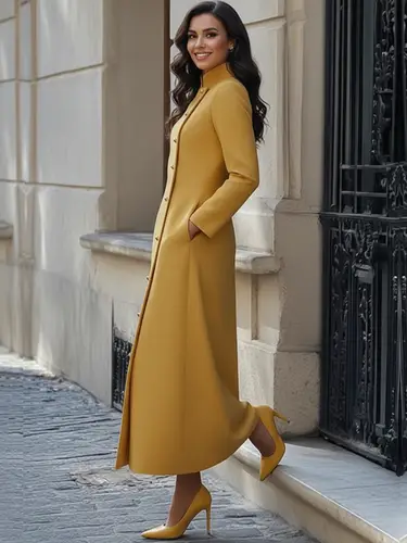 Freeacy Women's Yellow Mandarin Collar Diagonal Long Sleeve Buttoned Maxi Dress for Wedding Guest 2026 Luxury Office Dress