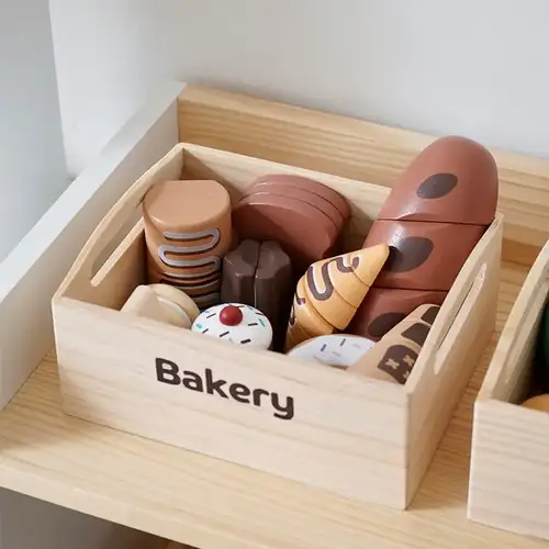 طقم ألعاب مطبخ خشبية فاخرة بتصميم فواكه وخضروات