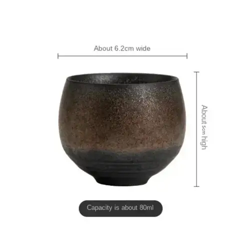 1pc Japanese Style Handmade Stoneware Tea Cup Kung Fu Tea Set Tea Cup Small Single Cup Ancient Style Quiet Road Cup Bowl Teacup