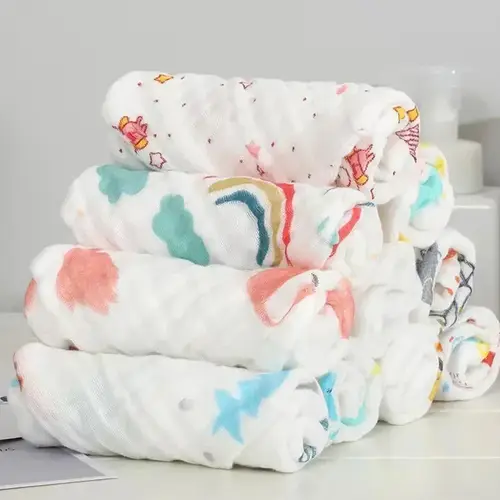 Muslin 6 Layers Cotton Soft Baby Towels Baby Face Towel Handkerchief Bathing Feeding Face Washcloth Wipe Burp Cloth Hand Towel