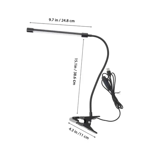 مصباح قراءة LED بمشبك 3 أوضاع و10 مستويات سطوع مع محول USB