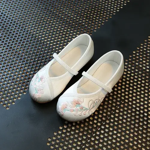 Children Fashion Girls Embroidered Shoes Chinese Ethnic Style Princess Dance Shoes Kids Causal Ancient Hanfu Shoes Handmade Flat