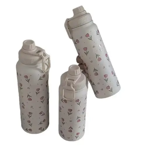 Hyacinth Heart Vacuum Insulated Stainless Steel Water Bottle, Leakproof and Non-Slip, Perfect for Travel,Outdoor Activities,Gift