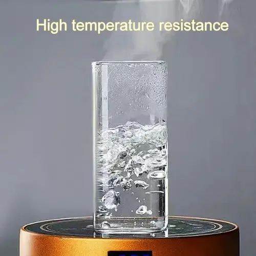 كوب زجاجي مربع مقاوم للحرارة مع غطاء ومصاصة للمشروبات hot/cold