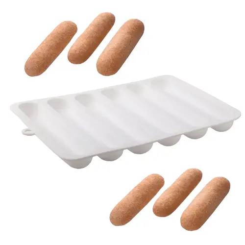 6-Cells Long Strip Puffs Baking Mold Chocolate Eclair Dessert Bakeware Finger Shaped Puff Pastry Mold Kitchen Silicone Bakeware