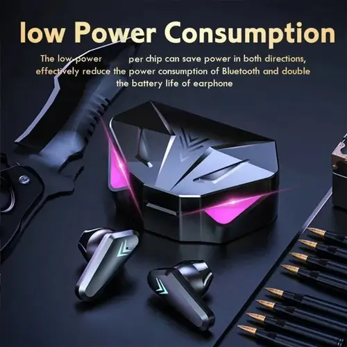 سماعة ألعاب لاسلكية X15 TWS بشاشة LED رقمية وتقنية عزل الضوضاء