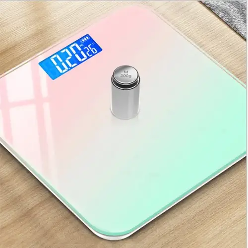 ميزان وزن جسم ذكي زجاجي بشاشة LCD ملونة