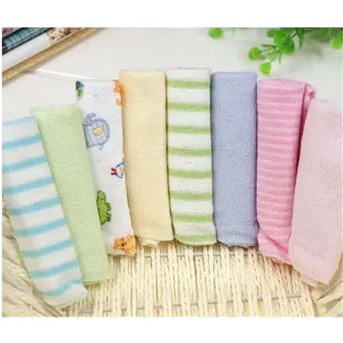 RANDOM 8PCS Baby Washcloths Set Soft Absorbent Organic Cotton Washable Saliva Towel Face Wipes Newborn Bath Kids Face Towel