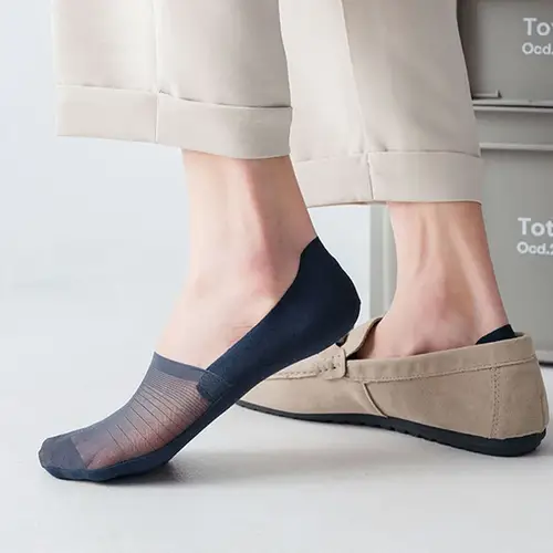 3pairs Men's Socks Summer Ultra-thin Invisible Elastic Silicone Non-slip Boat Sock Mesh Breathable Comfortable No Show Sokken