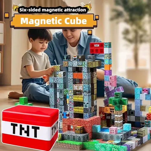 مجموعة مكعبات بناء مغناطيسية مع صندوق تخزين TNT