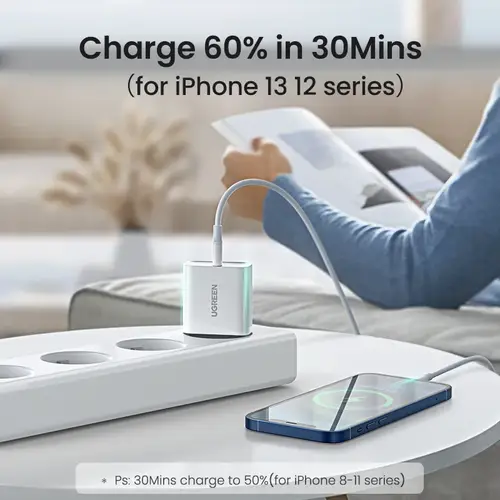 يوجرين شاحن جداري سريع 20 واط بمنفذ USB-C وتقنية PD