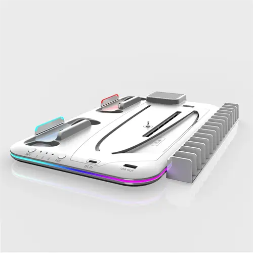 قاعدة تبريد مع شاحن يد تحكم RGB لـ PS5/SLIM (قرص/رقمي) وحامل سماعة
