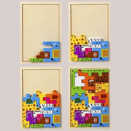 Montessori Animal Characters Transportation wooden puzzle Russian Blocks Cute Animals Puzzle Toys occupation