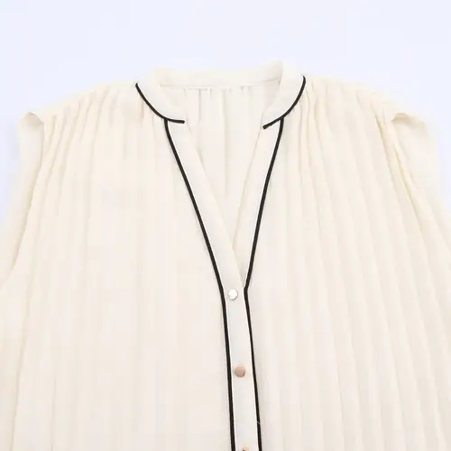 BSAY Academy Style Set 2025 Autumn New Collection Color Contrasting Edge Folded Shirt or Belt Adorned pleated Midi Skirt