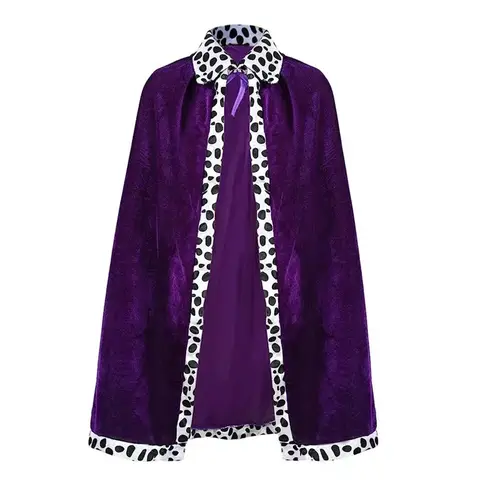 Adult Kids King Red Blue Purple Cloak with Crown Cosplay Costume Prince Robe Velvet Cape Children Birthday Party Accessory Suit