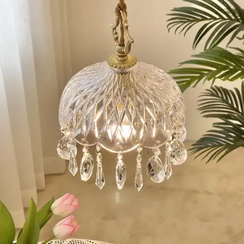 ثريا معلقة زجاجية بتصميم فرنسي عتيق E14