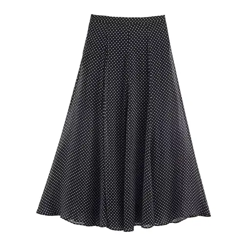 Polka Dot Printed Midi Skirts Two Piece Sets for Women 2025 Summer Chic Bow Tied Blouse Top Suits Woman 2 Piece Outfits